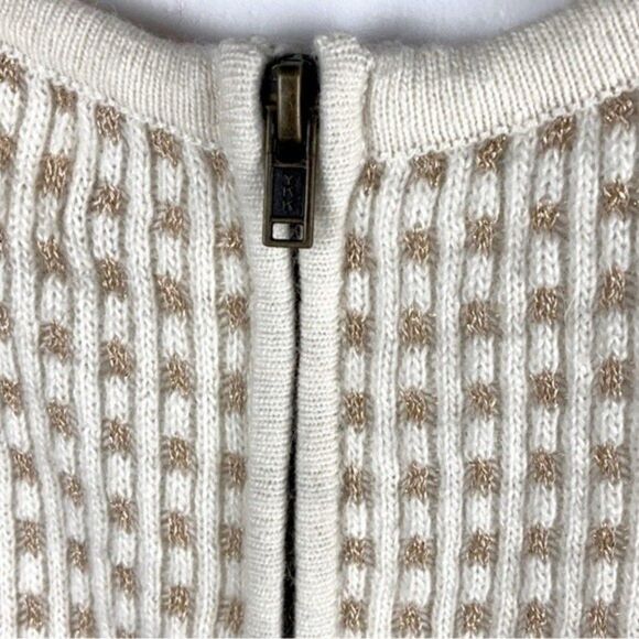 Anthropologie Sparrow Cream Gold Gilt Grid Sweater Dress Size Small - Picture 11 of 11